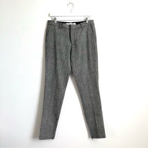 Uniqlo x Carine Roitfeld Grey Herringbone Tweed Wool Blend Trouser Pants Size 6